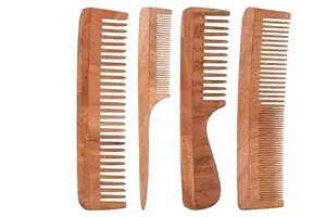BEAUTRISTRO Neem Wood Comb For Hair Growth | Hair comb set combo for Women & Men | Kachi Neem Kangi | Kanghi for Hair (Pack of 4)