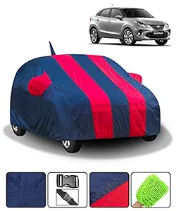 Fabtec Car Body Cover for Toyota Glanza with Mirror Antenna Pocket (Red & Blue)