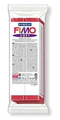 Staedtler Modelliermasse Fimo Soft, ofenhärtend, 350 g, kirschrot, hohe Qualität Made in Germany, weich und soft, sofort modellierfähig, 8022-26 - 2