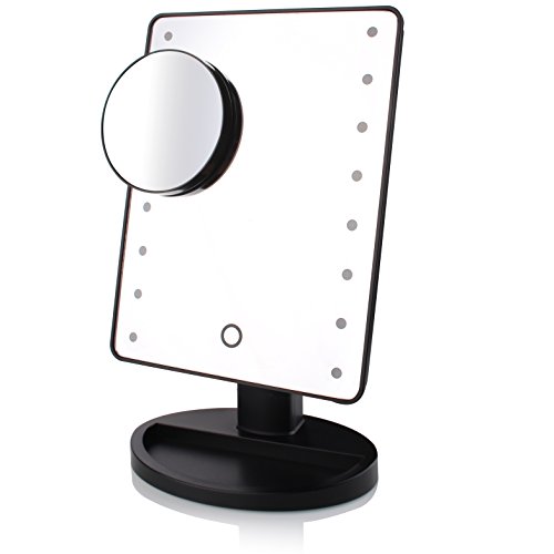 LED Schminkspiegel + 10 X Vergrößerungsfleck +Bedienungsanleitung -Kosmetikspiegel mit Beleuchtung 180°Drehbar für Make up , Rasieren , Reisen