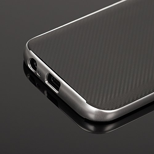 Samsung Galaxy A3 2017 Custodia Carbonio di NALIA, Slim Silicone Cover Protettiva Sottile con Bordi Effeto Metallo per Cellulare Bumper Protezione Case per Telefono Samsung A3 17, Colore:Argento