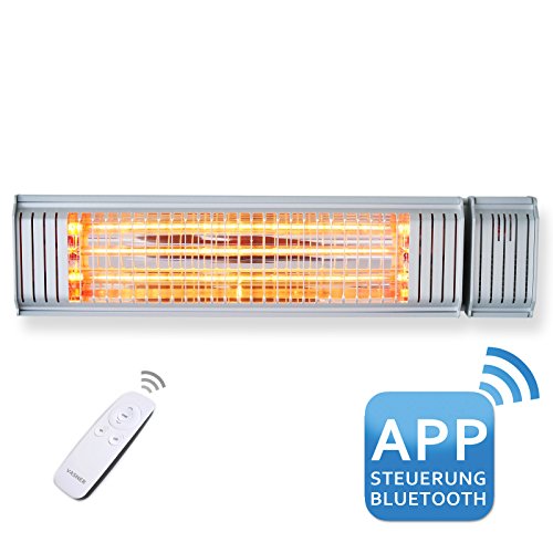 VASNER Infrarot Heizstrahler Appino 20 silber - Terrassenstrahler - Infrarotstrahler - Fernbedienung und App Steuerung - 2000 Watt