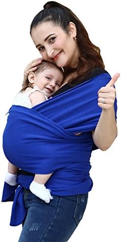 MissChild Baby Slings Wrap Breathable Front Carrier Breastfeeding Lightweight Nursing Cover for Newborns, Infants & Toddlers Blue