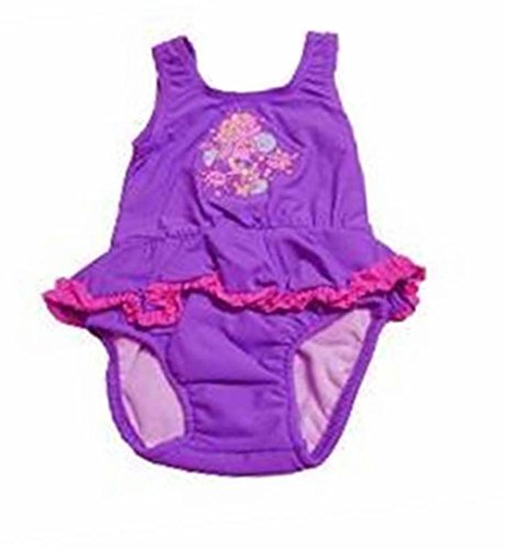 Bright Bots - 12/18m Baby Girls UPF50+ Australian All in One Swim Nappy Costume- Purple