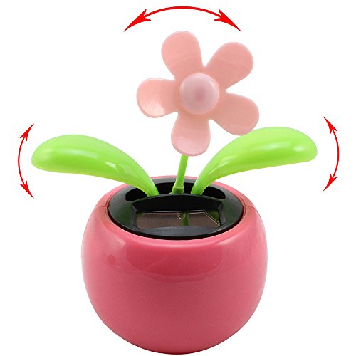 COM-FOUR® 2er Set Solar Wackelblume in 2 verschiedenen Farben, 11 x 10 x 7 cm (2 Stück – pink/grün) - 5