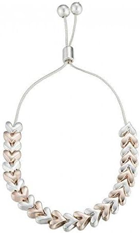 Suzies Jewellery Pretty Rose Gold &amp; Silver Heart Bracelet Lariat push up Fasten