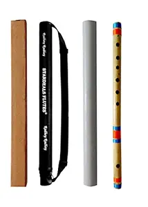 STARDEALS Professional Flutes G Scale Bamboo Flute Bansuri Size 17 Inch With Free Carry Bag (Natural Brown)