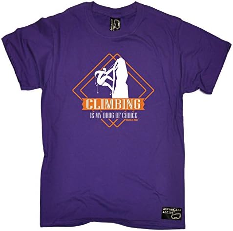 Adrenaline Addict Premium Mens Climbing Is My Drug Of Choice T-Shirt Tee/Rock Climbing Funny Fashion Birthday Gift Bouldering accessories Clothing Christmas Present For him