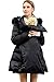 Sweet Mommy Waist Bow Fur Hood Down Maternity and Babywearing Mother Coat MBK (Black) (8-10 / Medium)