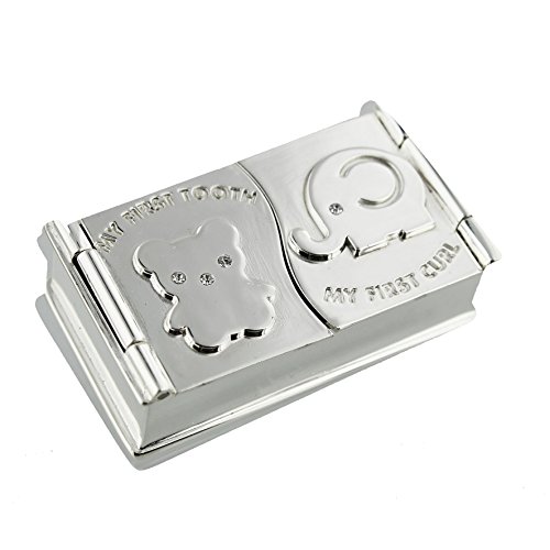 Silverplated First Tooth and Curl Chest Elephant/Teddy