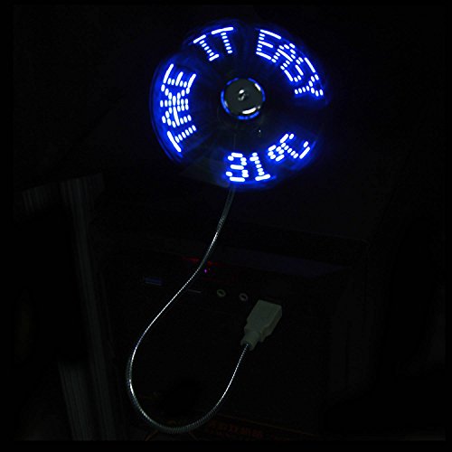 Elektrische Desktop-Tischventilator Mini Portable USB mit blauen LED-Temperatur und Wörter-Anzeige - 4