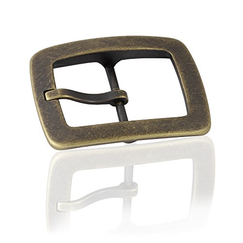 Preisvergleich Produktbild Gürtelschnalle Buckle 40mm Metall messing antik - Buckle Scratched - Dornschliesse für Gürtel mit 4cm Breite - messingfarben antik