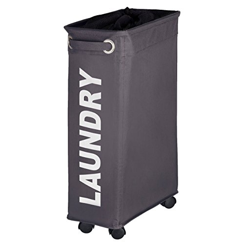 Wenko 3450115100 Wäschesammler Corno Grau - Wäschekorb, Fassungsvermögen 43 L, 100 % Polyester, 18,5 x 60 x 40 cm, dunkelgrau