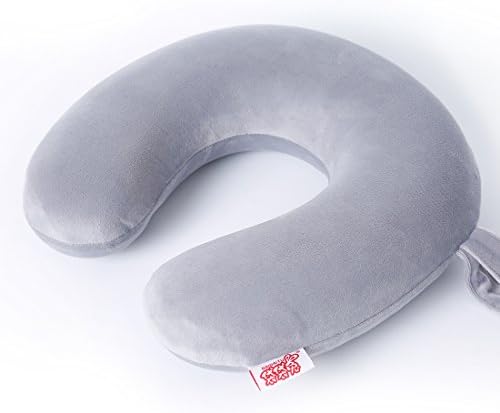 Luxury Travel Neck Pillow - Memory Foam Travel Pillow - Comfortable Neck Support During Flight And Travel, Ergonomically Designed With A Breathable Soft Velvet Cover (grey)