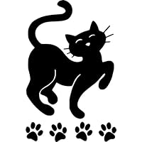 Wandtattoo - Wandsticker - Auto Aufkleber ***Katze 011 inkl. Pfotenset*** - (Größen und Farbauswahl)