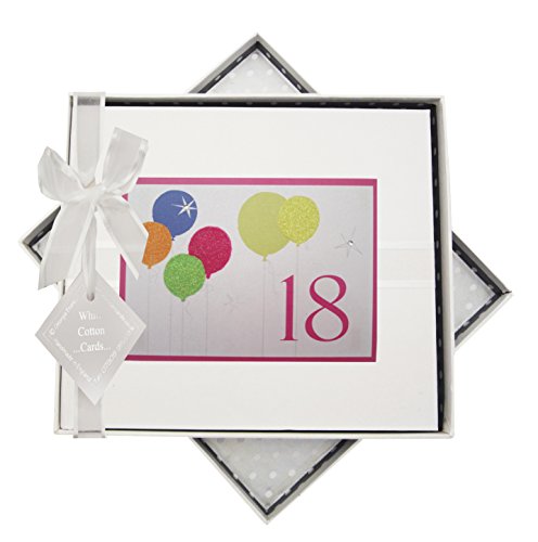 White Cotton Cards Gästebuch für 18. Geburtstag mit Neon Glitter Luftballons, weiß