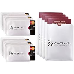 Etui Carte Bancaire Anti Piratage - Anti RFID Anti FRAUDE - Protection Carte Bancaire, Carte Bleue sans Contact - Protege Carte Bancaire (RFID Protection Porte Carte 10 + Pochette Passeport 4)