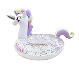 TAMAÑO: flotador de la piscina de unicornio tamaño inflado grande 175 x 120 x 90 cm （Interior de 45 cm） peso 850 g Para adulto, tamaño pequeño inflado 110 x 75 cm x 75 cm (interior 34 cm) peso 400 g Para edades de 4 años en adelante.