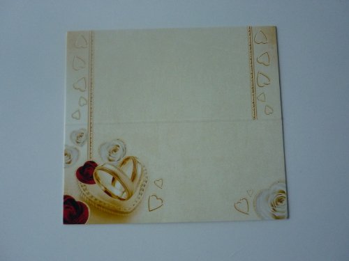 SiDeSo® 25 Tischkarten Doppelring Rose rot Hochzeit Feier Tischdeko Platzkarten - 4