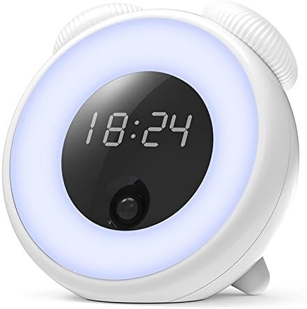 Smart Sensor Mushroom Light Promise Dimming Time Lights Snooze Alarm Clock Romantic Night Light Bedroom Feeding Bedside Lamp Sleeps With Alarm Clocks Table Lamp with USB Charging Port (White)