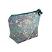 TaylorHe Make-up Bag Cosmetic Case Toiletry Bag Printed PVC zipped top Vintage Green Floral Blossoms Small