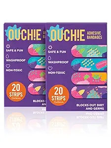 AYA PAPAYA Ouchie NON-TOXIC Printed Bandages COMBO Set of 2 (2 x 20= 40 Pack)- (PURPLE)
