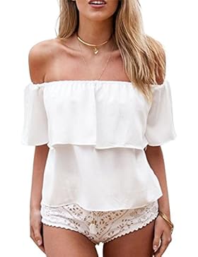 Yeesea Damen Chiffon Sommer Schulterfrei Strand Bluse Party Shirt Tops