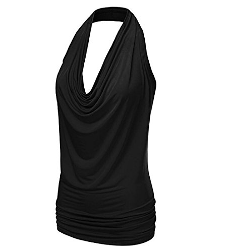 Hippolo Mode-Frauen-Weste-Frauen Sleeveless mit Kapuze Lautsprecher-Damen-T-Shirt (M, Schwarz) - 2
