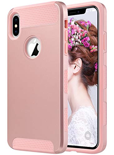 Ulakcases ULAK iPhone XS MAX Funda, Slim híbrido de Doble Capa Resistente a los Arañazos Duro Cubierta Trasera Shock Absorbente TPU Parachoques Caso para Apple iPhone XS MAX, Nuevo Negro