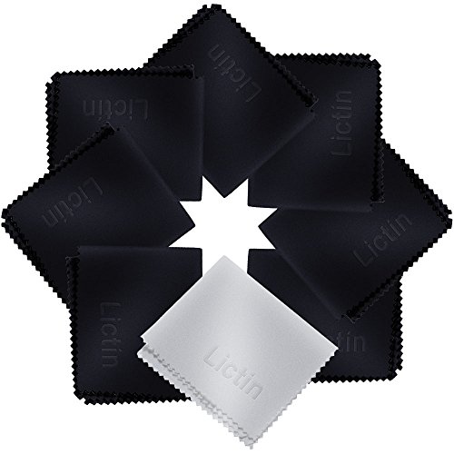 Lictin 8*Brillen-Putztuch, Brillenputztuch, Brillentücher, Brillenoutztuch Mikrofaser, Mikrofaser Reinigungstücher für Reinigung Bildschirm von Brille, Glas, Handy, iPad, Kamera Objektive, 160g Mikrofaser 18*15cm (7*schwarz, 1*weiß)