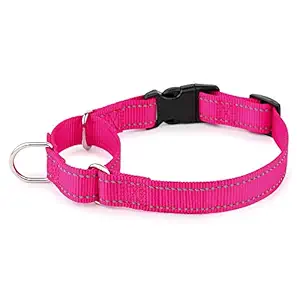 PLUTUS PET Reflective Martingale Collar with Quick Snap Buckle,No Pull Dog Choker Collar for Small Medium Large Dogs,M,Pink