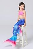 Le SSara Mädchen Hai Cosplay Kostüm Bademode Meerjungfrau Shell Badeanzug Sets (130, A rosa + blau) - 