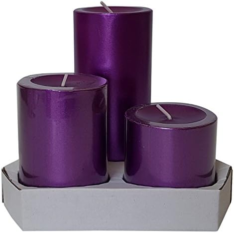 Stearinos Candles STE68 70/95/140/14 x 6.8 cm STEARIN PALM WAX PILLAR CANDLE, Purple