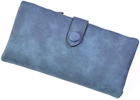 Long scrub seventy percent off large capacity card buckle Wallet Purse,Navy Blue