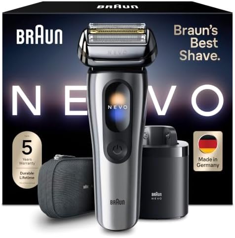 Braun NEVO Rasoio Elettrico Barba, Custodia Da Viaggio, NEVO11005C, Argento