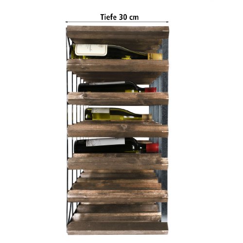 Weinregal / Flaschenregal System TREND für 18 Fl., Holz Kiefer dunkelbraun gebeizt, stapelbar / erweiterbar, komplett montiert – H 22,8 x B 61,2 x T 30 cm - 5
