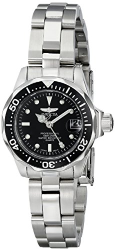 Invicta Women's Pro Diver Quartz Watch with Black Dial Analogue Display and Silver Stainless Steel Bracelet 8939