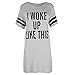 Produktbild 2018 Damen Shirt Kurzarm Ronamick I Woke Up Like This Frau Damen übergroß T-Shirt Top Baggy Tunika Nachtkleid (Grau, XL)