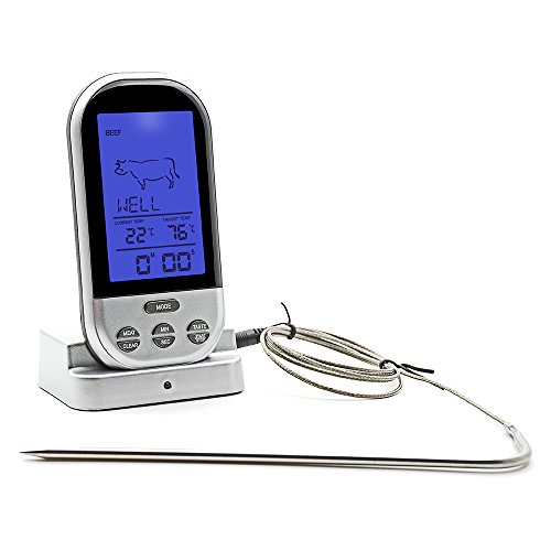 Bearhoho Wireless Digital Meat Cooking Thermometer and Timer, Instant Read Thermometer for Grill, BBQ, Oven, Smoker, Kitchen with Stainless Steel Probe(White) by Bearhoho - 5