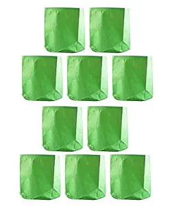 Terrace Gardening Grow Bag 250 GSM (12X15 Inches, Green and Orange) - Pack of 10 - Sri Malayan