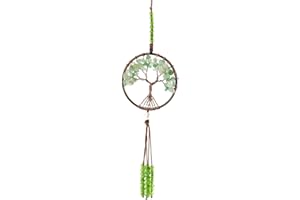 RAMGLYO Albero della Vita, decorazione pendente per specchietto retrovisore auto, pietre 7 Chakra, cristallo curativo, accessori interni auto, Reiki, portafortuna, meditazione, per finestra (B)