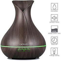Diffuseur d'Huiles Essentielles 400ml, Aidodo Omasi Humidificateur Portable Purificateur d'air Electrique Ultrasonique Brume Parfum pour SPA, Massage, Yoga, Maison, Bureau, Chambre bébé