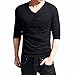 Produktbild Elecenty Herren Sweat Winter Herbst Pullover ,Langarmshirts Lässige V-Ausschnitt Bluse Poloshirt Slim Fitness Männer Hoodie Sweatshirt Hemd Hemden (L, Schwarz)