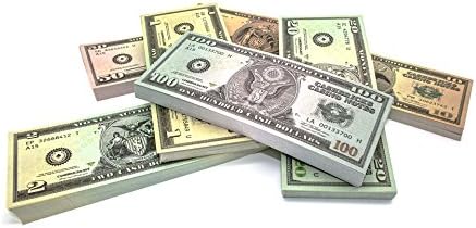 7 x 100 DOLLAR Cashbricks® play money notes, lower weights (1$-100$), original DOLLAR size