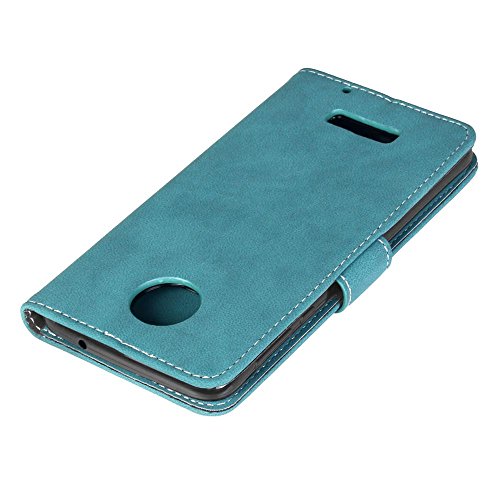 Motorola Moto Z (5,5 Zoll) Hülle, Cozy hut TPU Silikon Hybrid Handy Hülle Matte Series Case Durchsichtig Stoßfest Tasche Schutz Scratch-Resistant de protection Case Tasche Etui Shell für Motorola Moto Z (5,5 Zoll) Schutzhülle Folio Magnetverschluss Flip Case Wallet Taljereep Fall Handyhülle mit Kartenfach und Standfunktion – Blau scheuert - 5