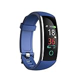 Sport Armband USB Aufladung Anti Verloren Blutdruck Pulsmesser Farbdisplay Smart Watch für Frauen Männer - Blau