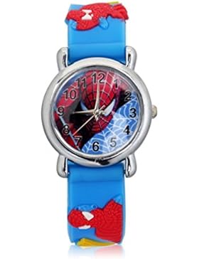 Kinder-Armbanduhr, Design: Spider Man, Edelstahl-Gehäuse und Gummi-Armband