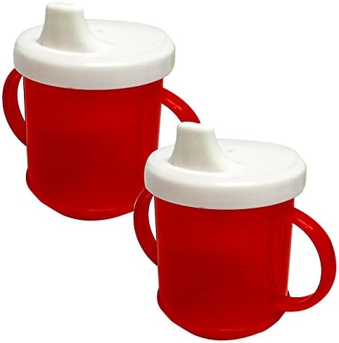 Sure Baby No Spill Safety Valve Childrens Kids Drinking Cup Twin Pack - 2 x Red No-Spill Cups