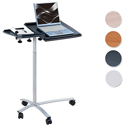 SixBros. Laptoptisch Projektionstisch Schwarz/Silbergrau - B-001N/58 - MDF Graphitschwarz - Gestell Metall Silbergrau