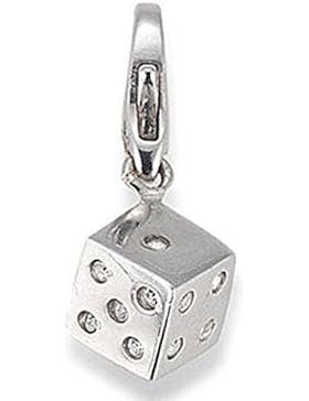 gooix GXC077 Charms Damen Charm Silber Würfel mit Zirkonia weiß